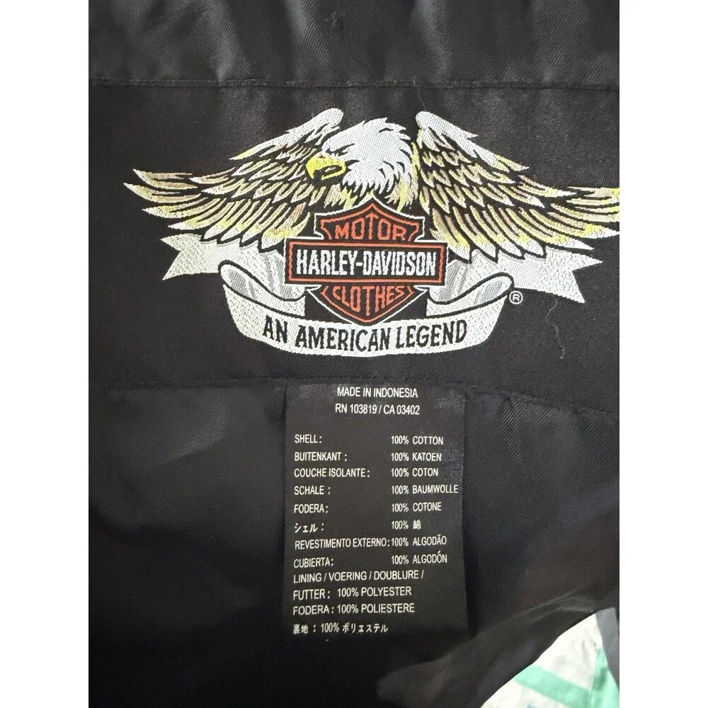 Harley Davidson Bomber Jacket Mens L Skull Wings Embroidered Gray Motorcycle Y2K